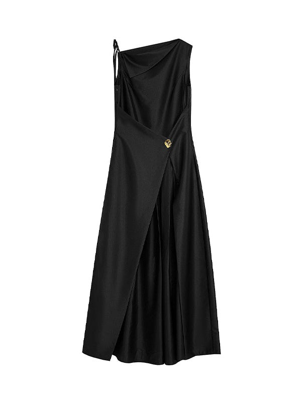 Asymmetry Design Waist Shape Sleeveless Dress