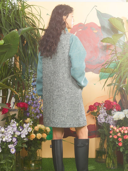 Robe de gilet en tweed brodé de fleur de cerisier