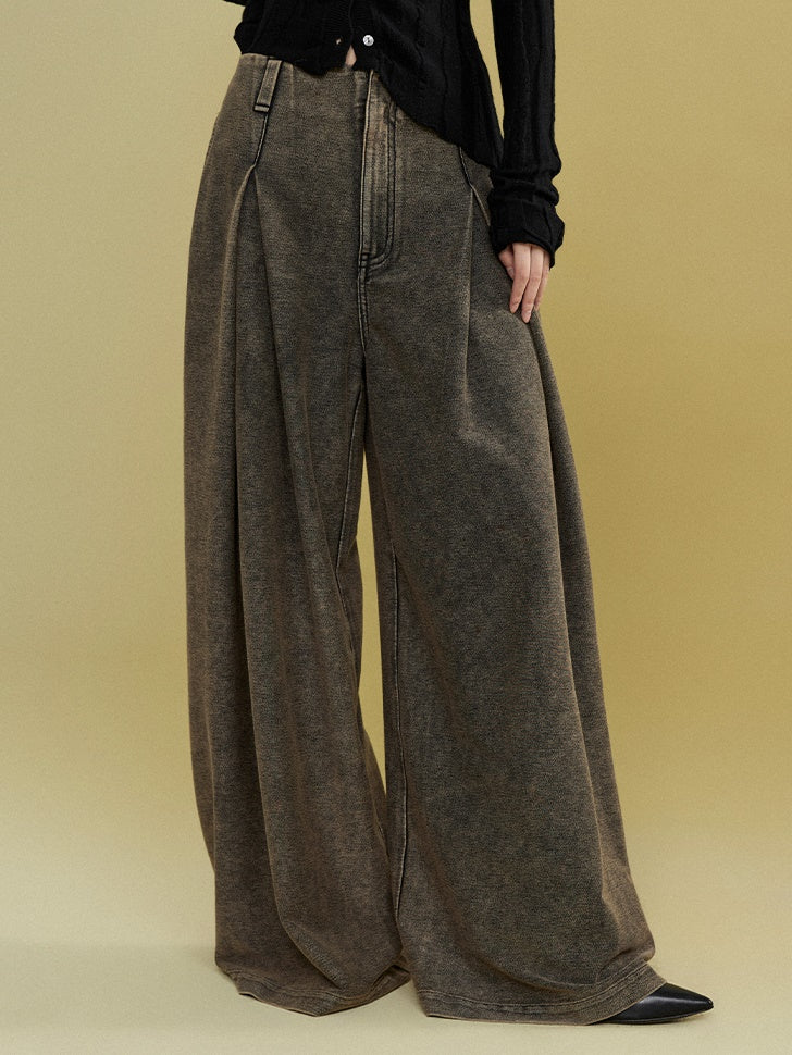 I-shaped Pleated Wide-leg Casual Pants