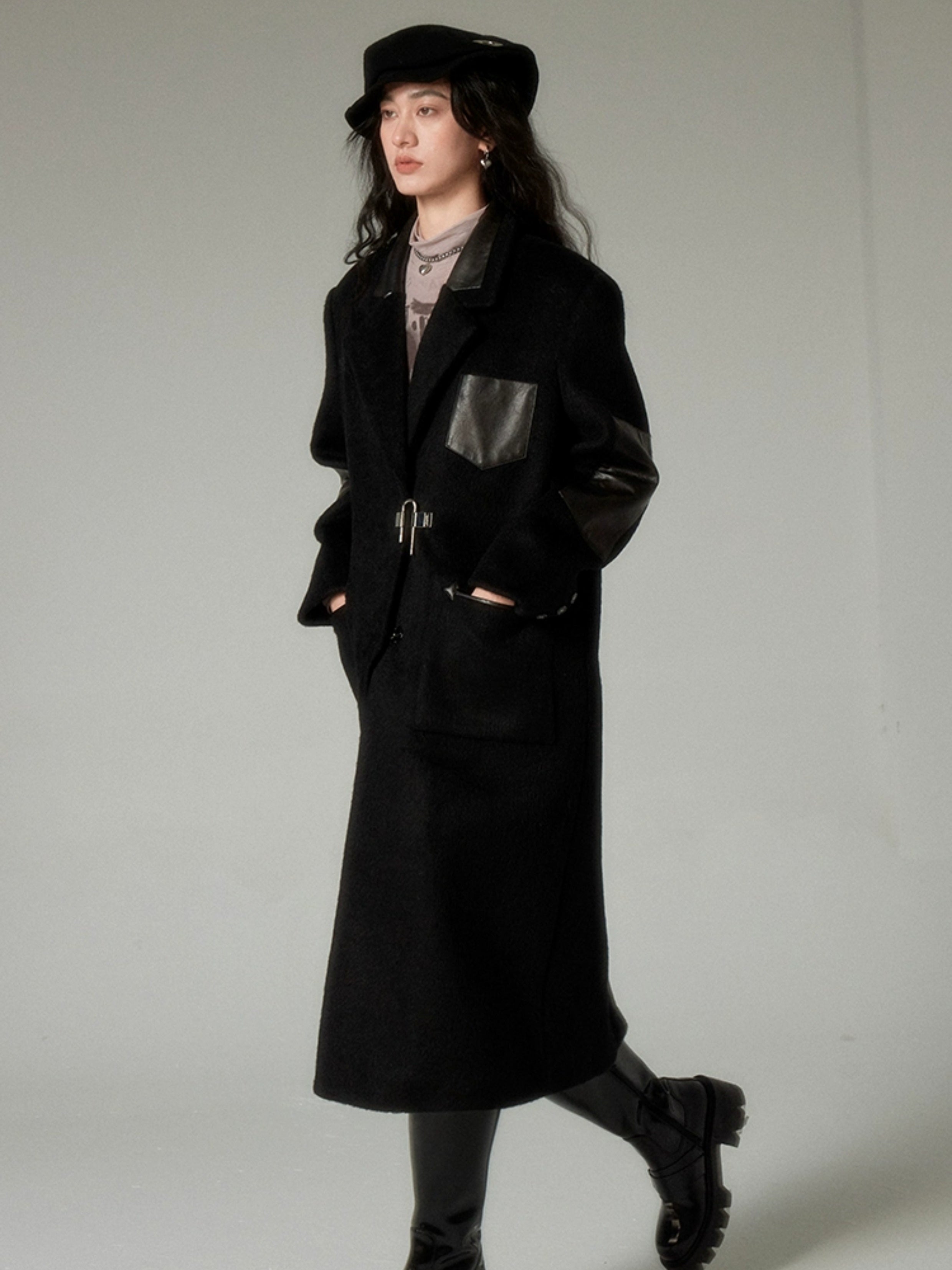 Leather Stitch Chester Coat