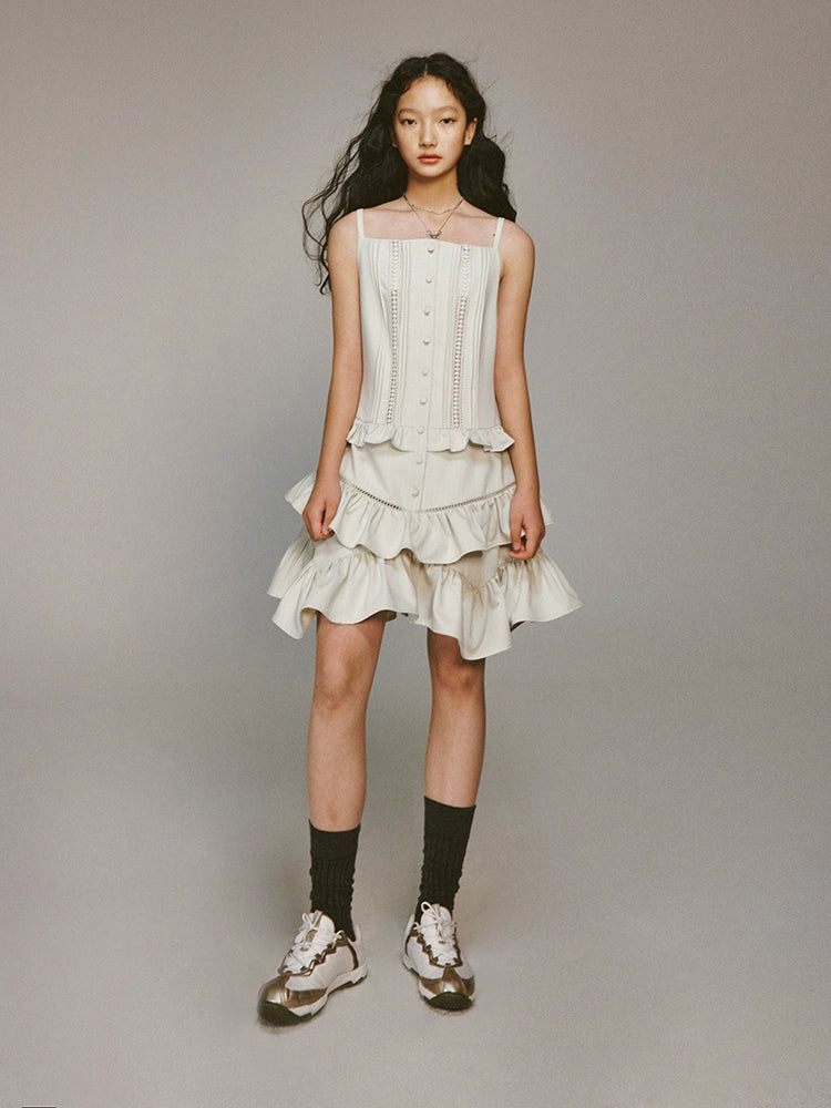 Layered Suspender Ruffle French Dress