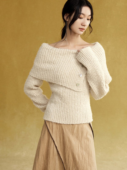 Large Lapel 2Way Lib Sweater