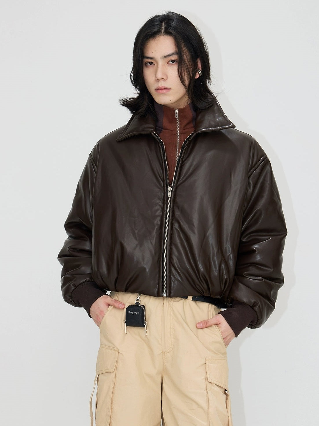 Padded Short Leather Jacket