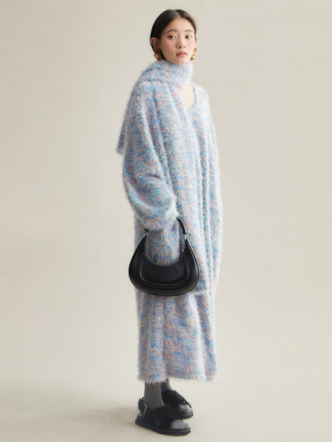 Mix Color Shaggy Touch Pullover Knitted ＆ Dress