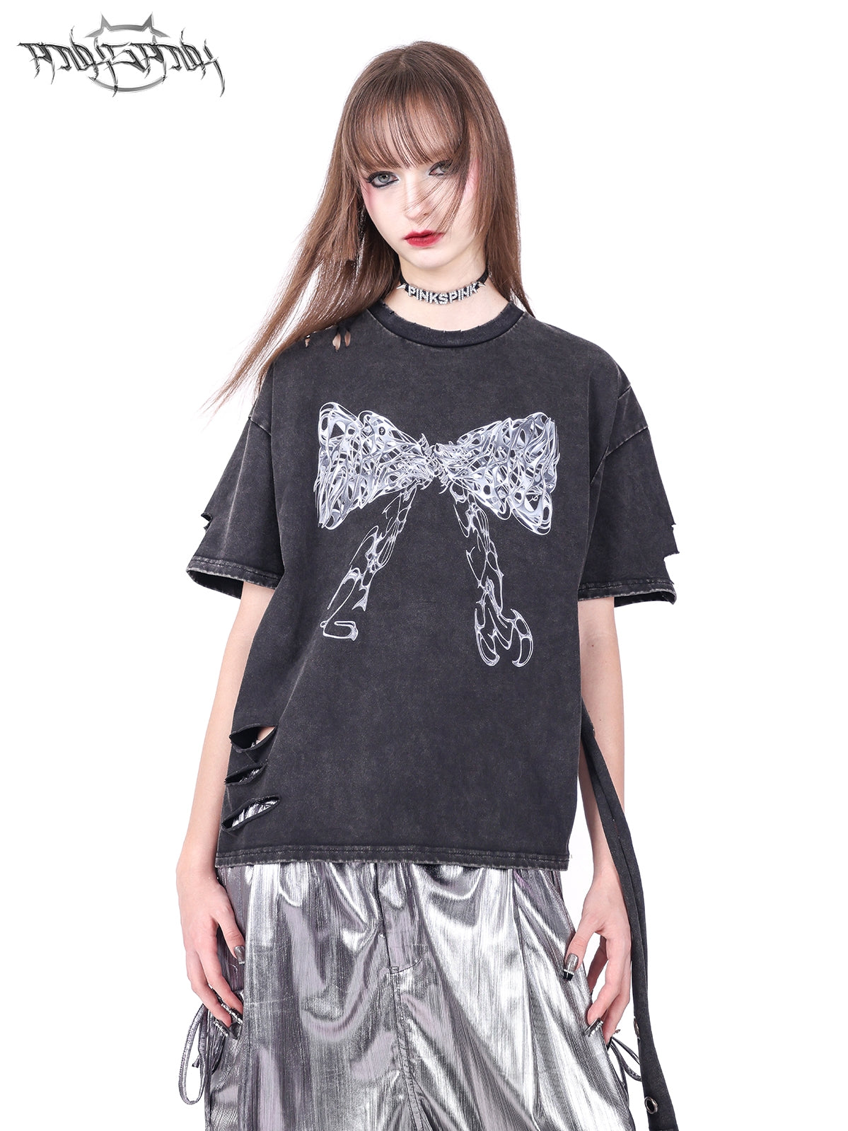 Zip 2Way Nichi Ribbon Unique Oversize T-Shirt