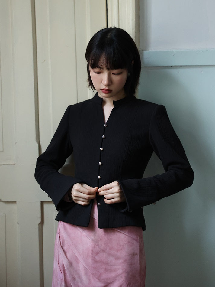 Chinese Style Mao Collar Short Shirt Jacket