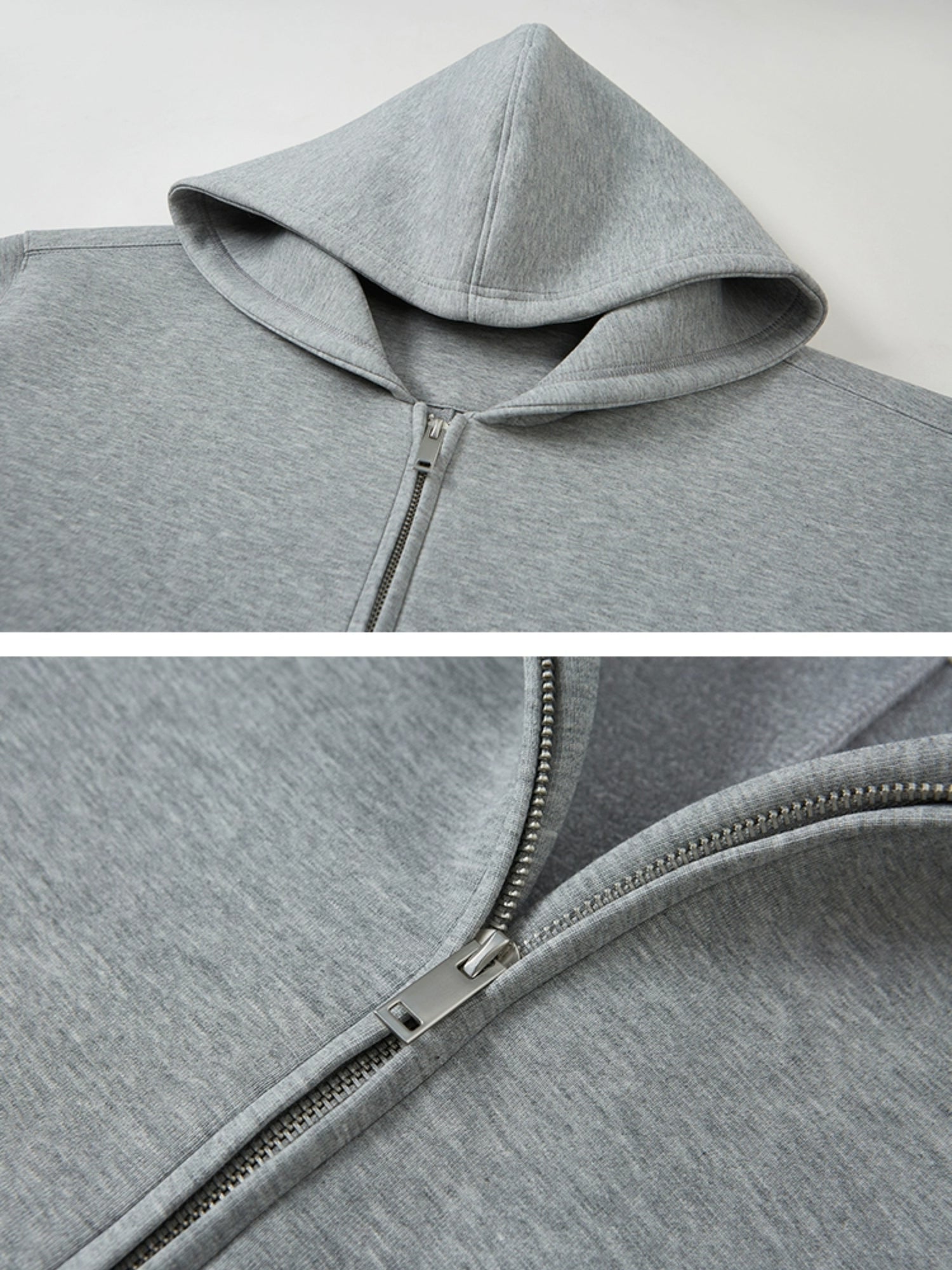 Solid Color Zipper Hooded Sweat Jacket