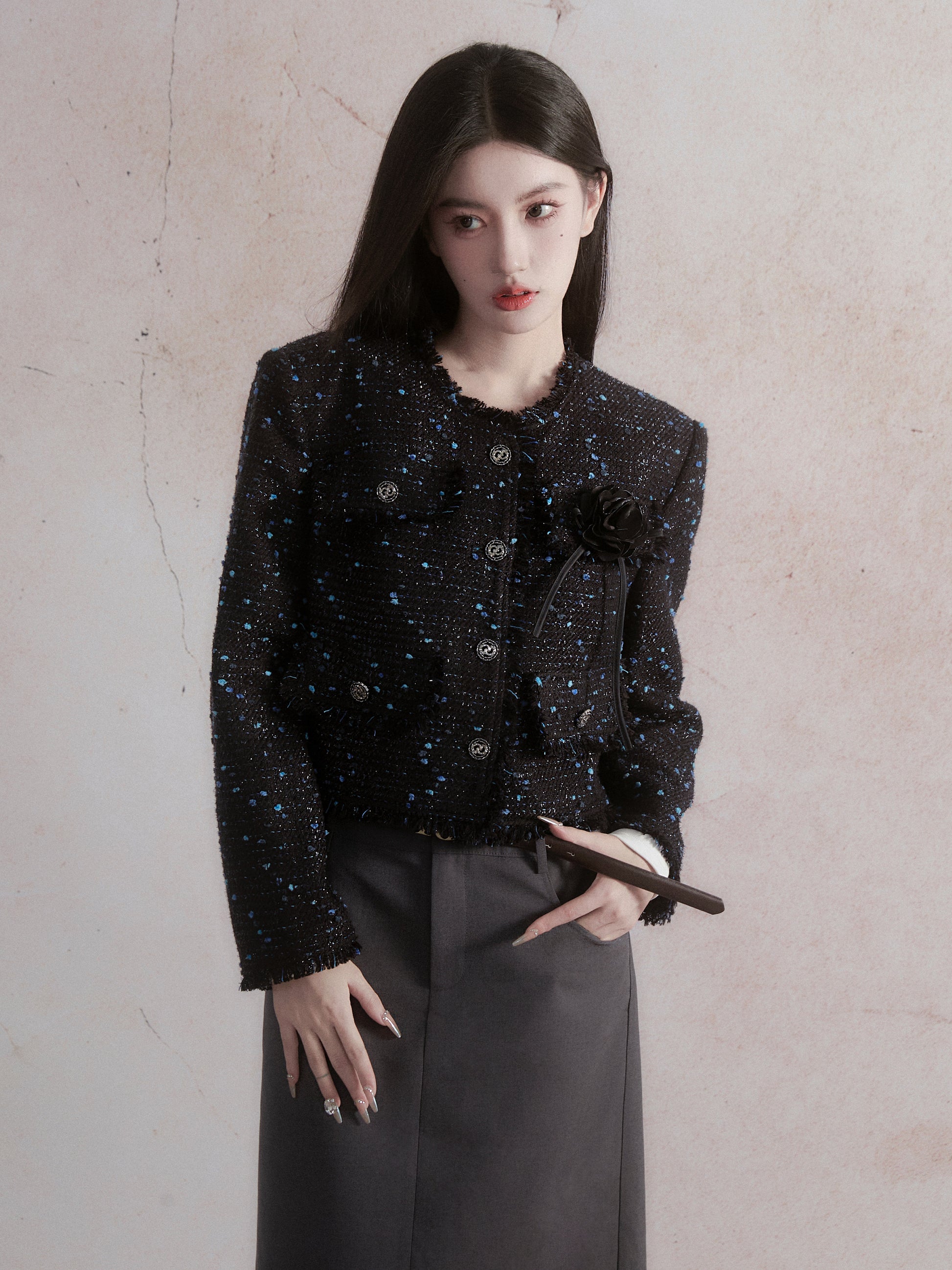 Starry Classic Tweed Jacket &amp; Pleat Skirt