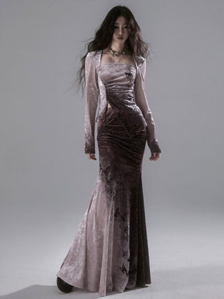Gradient Mermaid Slit Denim Skirt main image 0