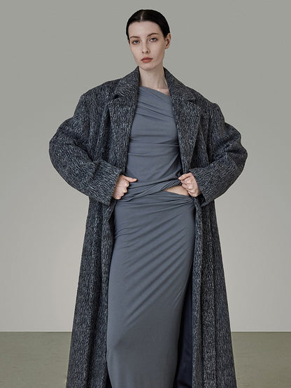 Loose Belted Suit Collar Long Coat