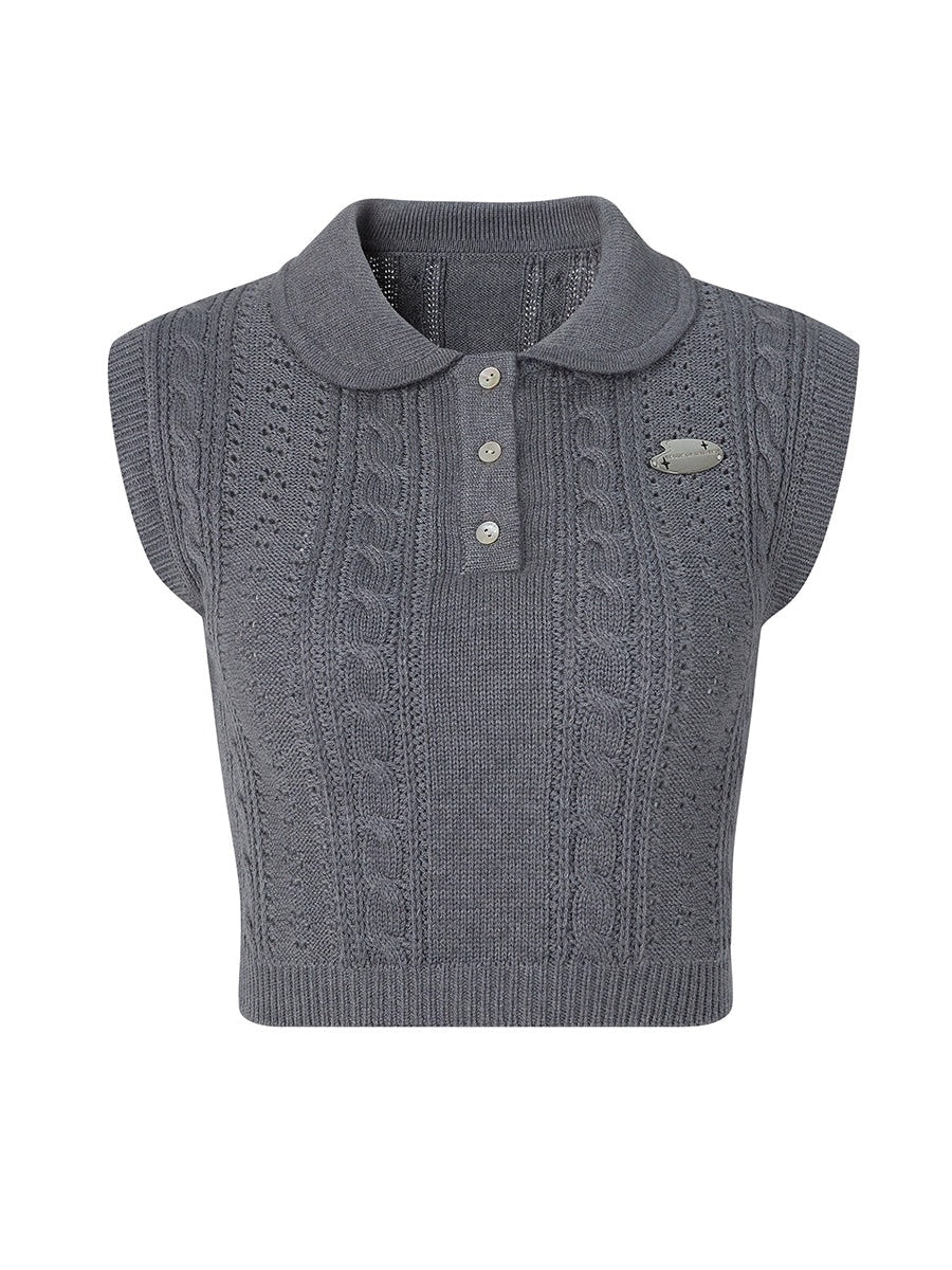 Gilet de pull en tricot de style collégial creux