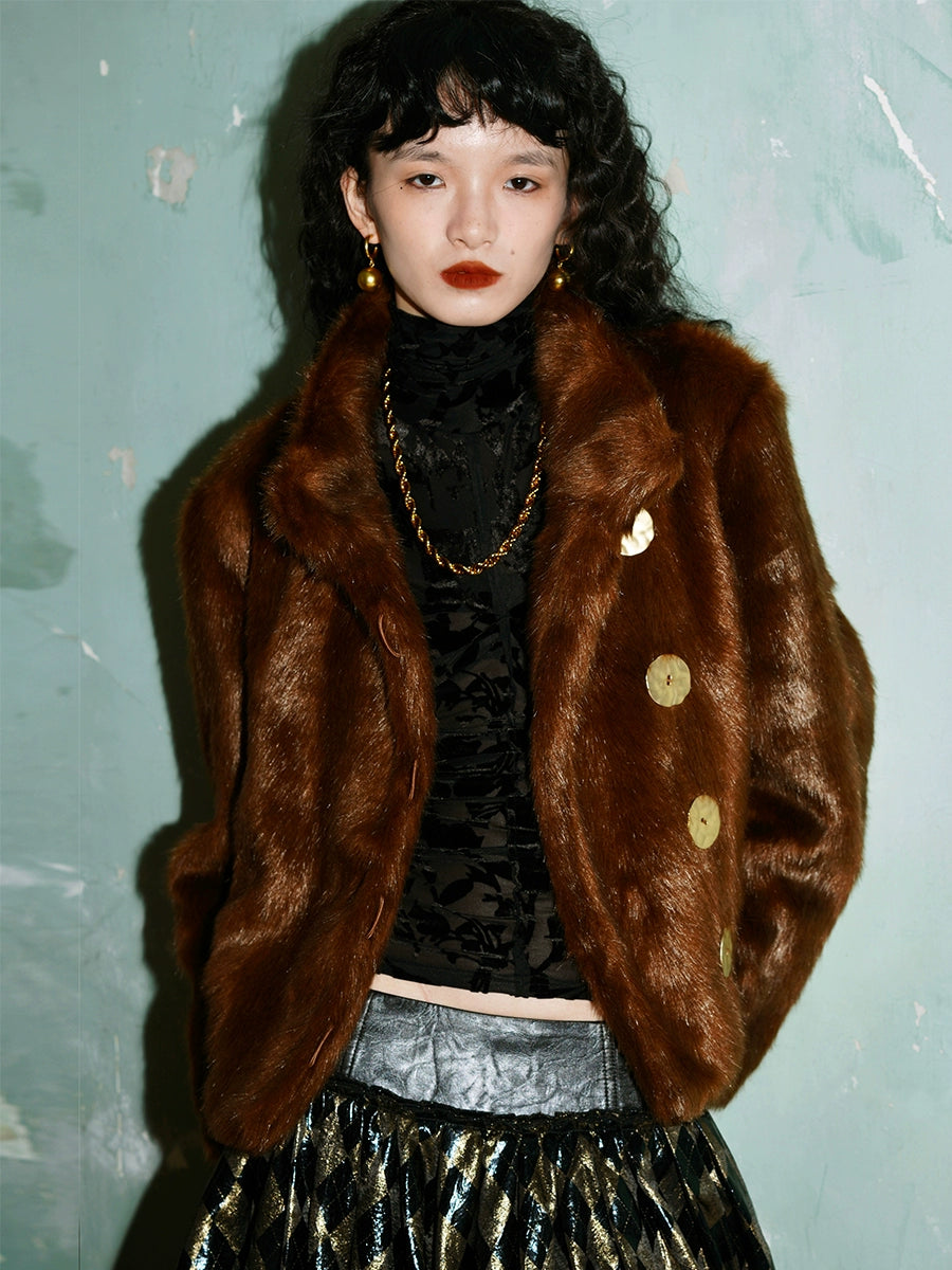 Solid Color Retro Loose Fur Jacket