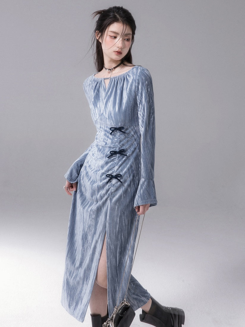 Velvet Gather Slit Robe