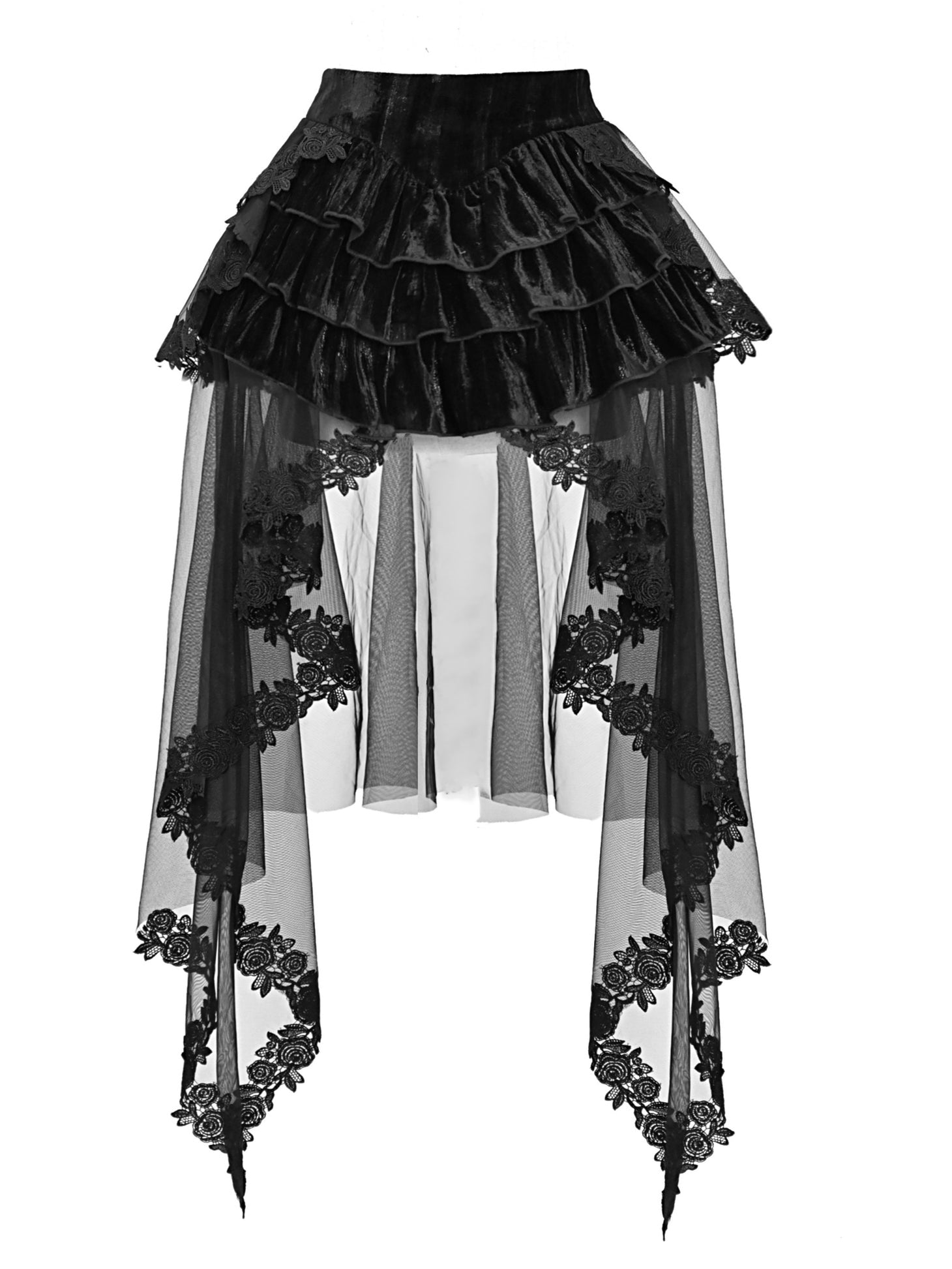 Gothic Velvet Fishbone Corset &amp; Bead Decoration Camisole &amp; Tulle Lace Velvet Skirt