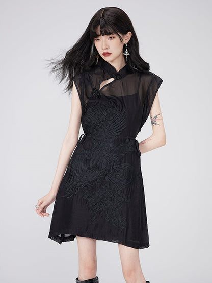 Sheer Summer China Dress With Slip Inner