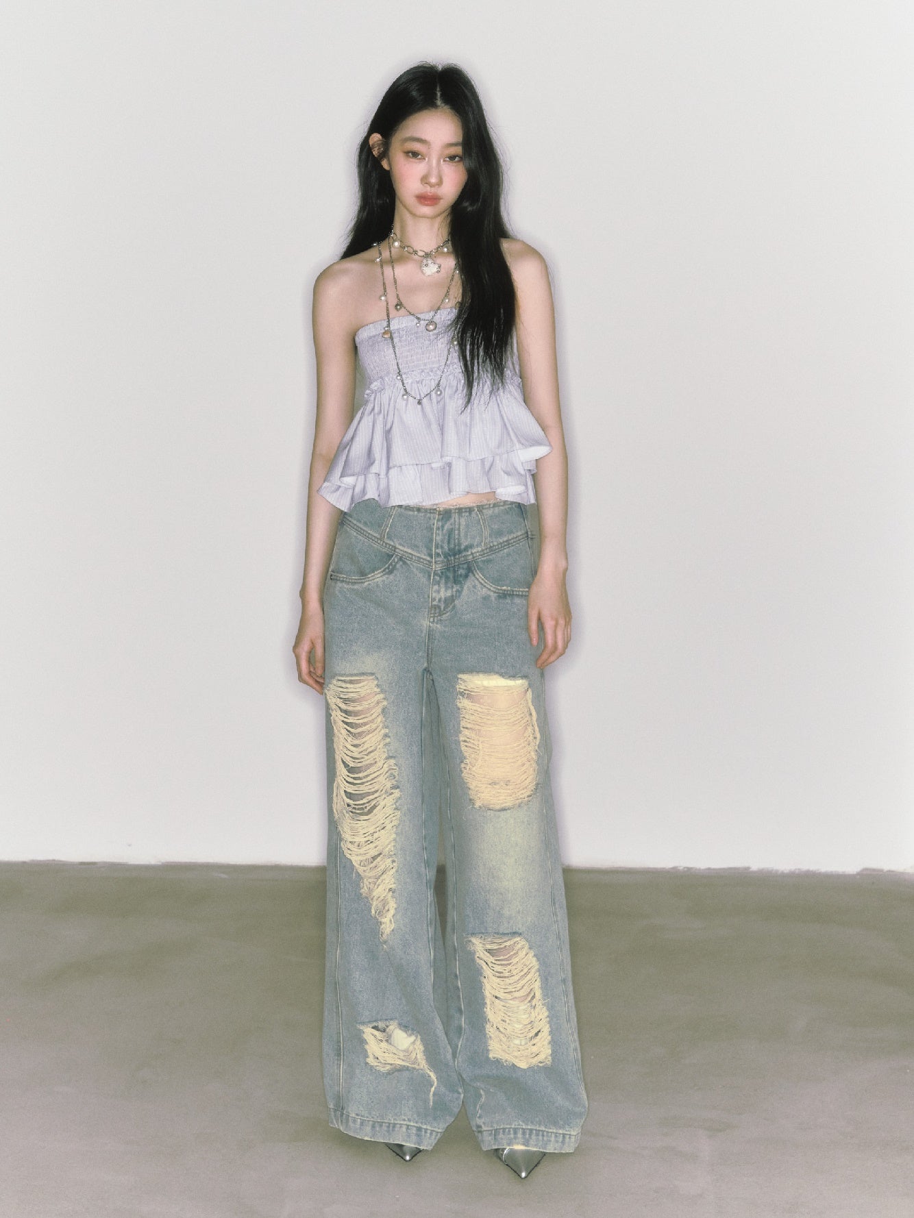 Loose Ripped Wide Leg High Waist Jeans