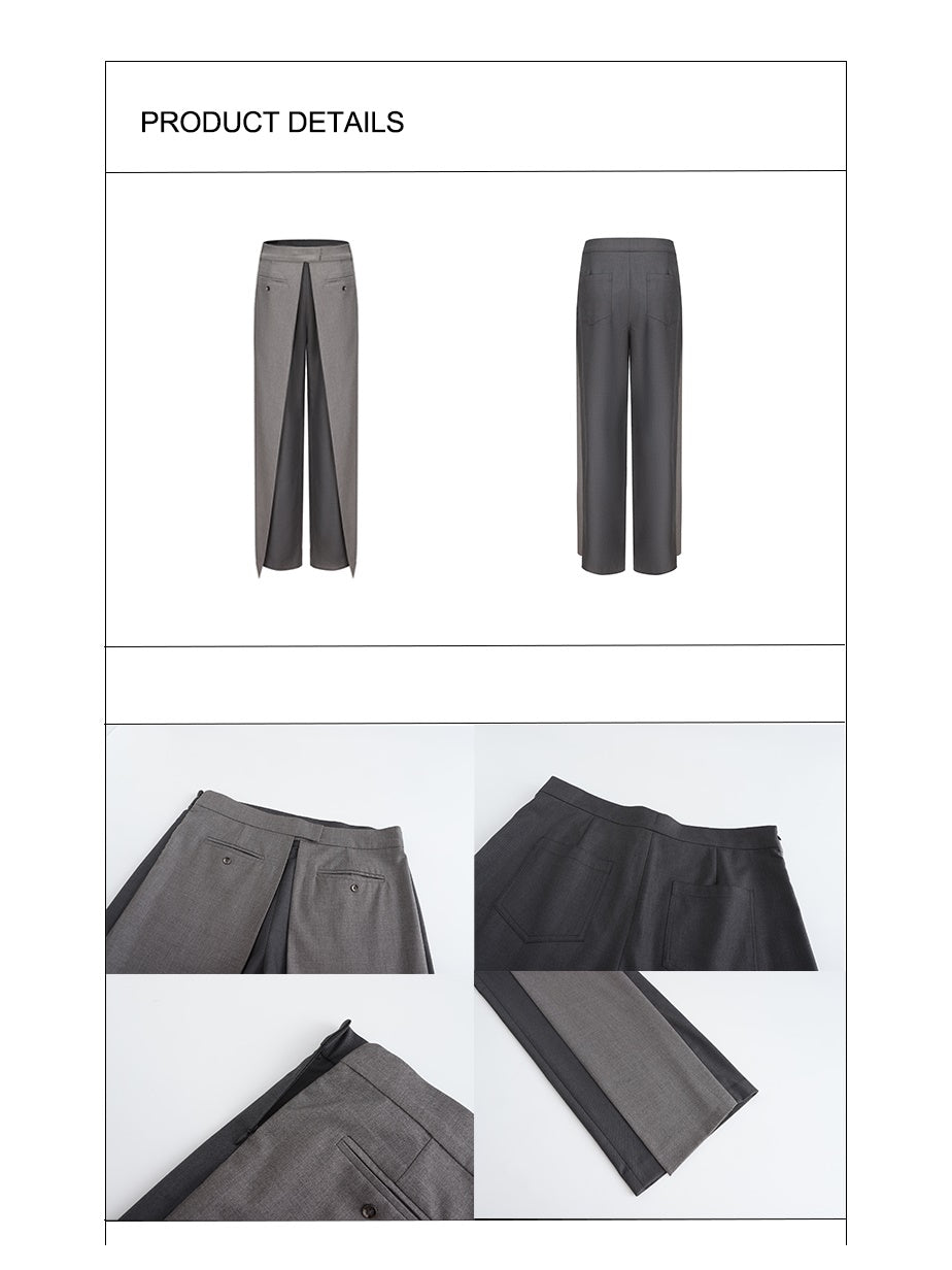 Folding Waist Pleated Wide-leg Pants