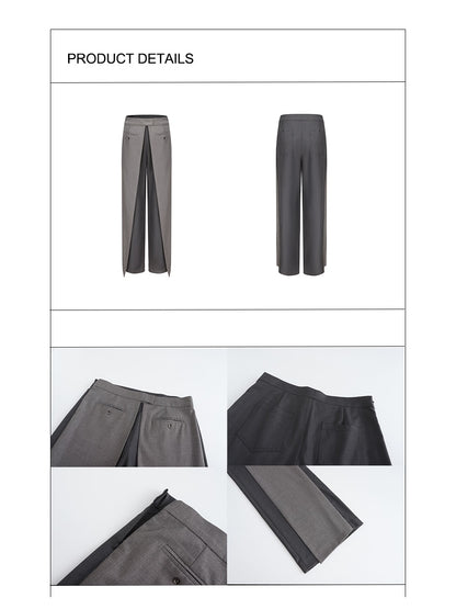 Folding Waist Pleated Wide-Leg Pants