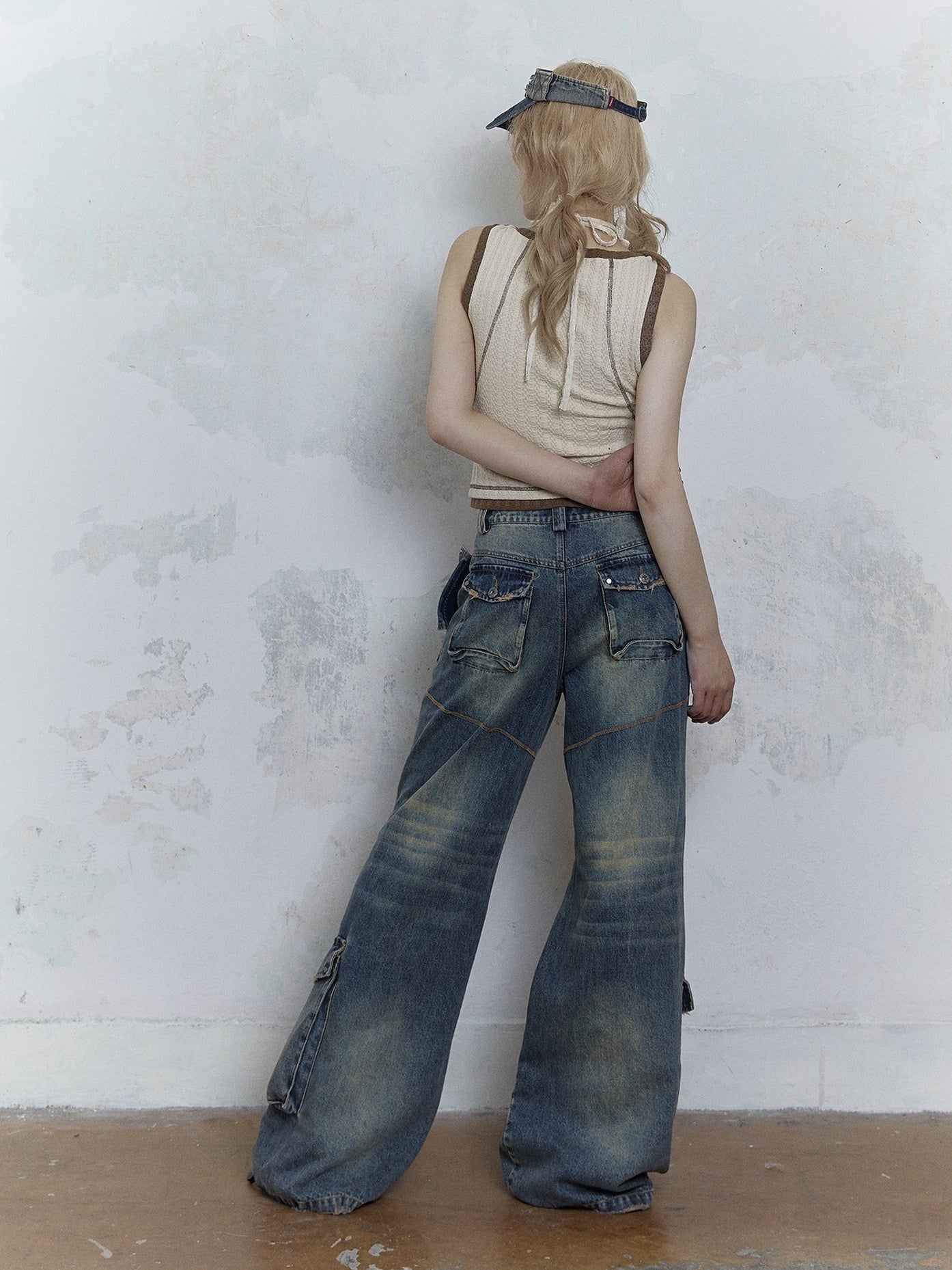 Washed Old Loose Wide-leg Denim Pants