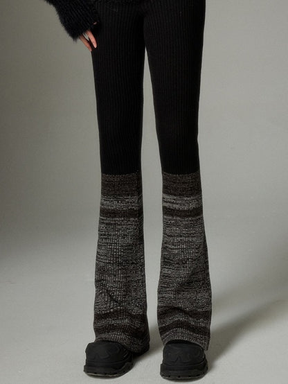 Contrast Stitching Micro-flared Knitted Pants