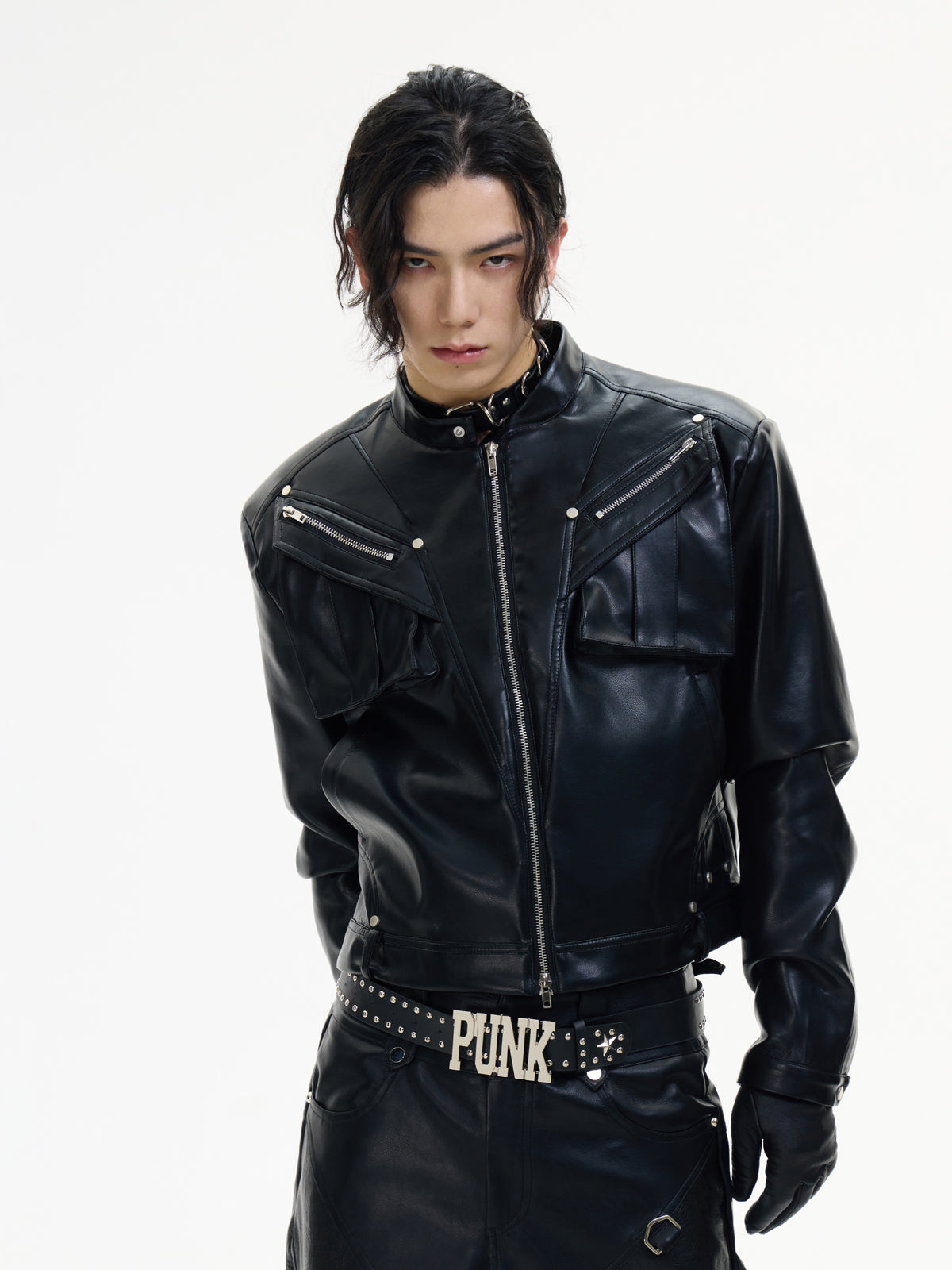 Stand Collar Niche Short Leather Jacket