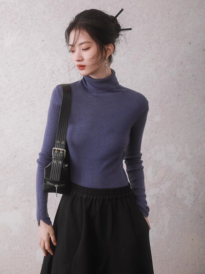 Basic Turtleneck Knitted Shirt