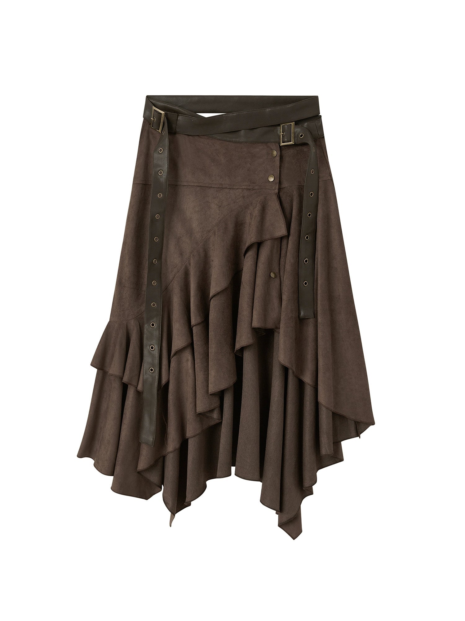 Irregular Belt Suede Texture Skirt