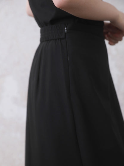 Pressed Pleated Slit Wrap Style Skirt