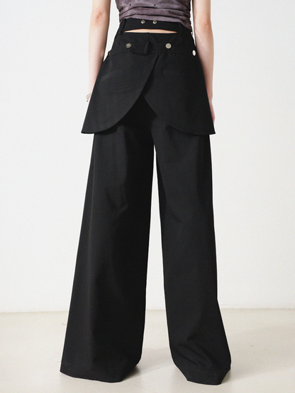 Wide Leg Pants With Belt Pocket