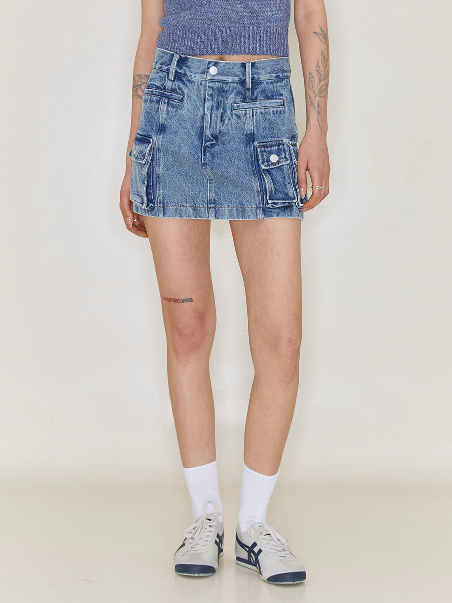 Retro Denim A-LINE SKIRT