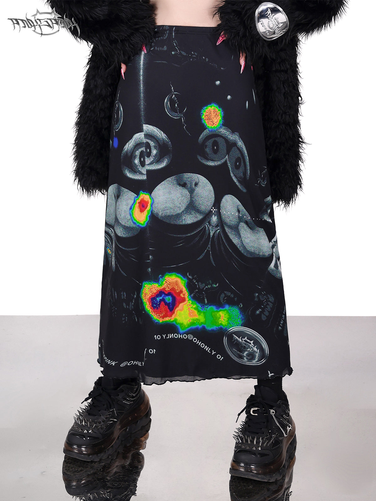 Cat Digital Print A-Line Long Skirt