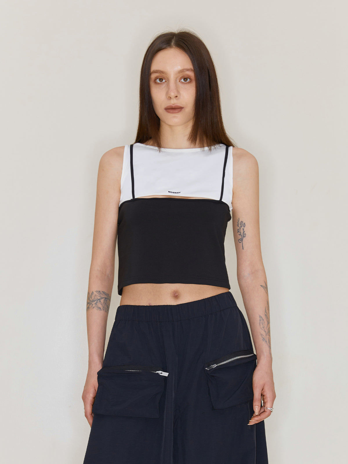 Short Fake Two-piece Hollow Tank Top