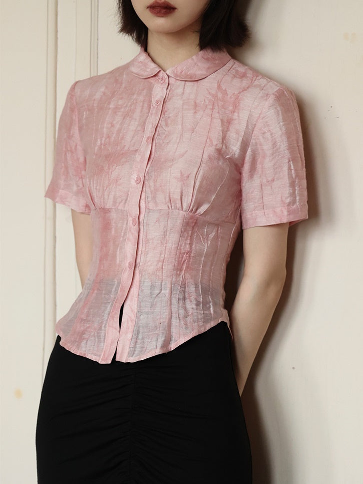 Pinch Waist Short-sleeved Shirt