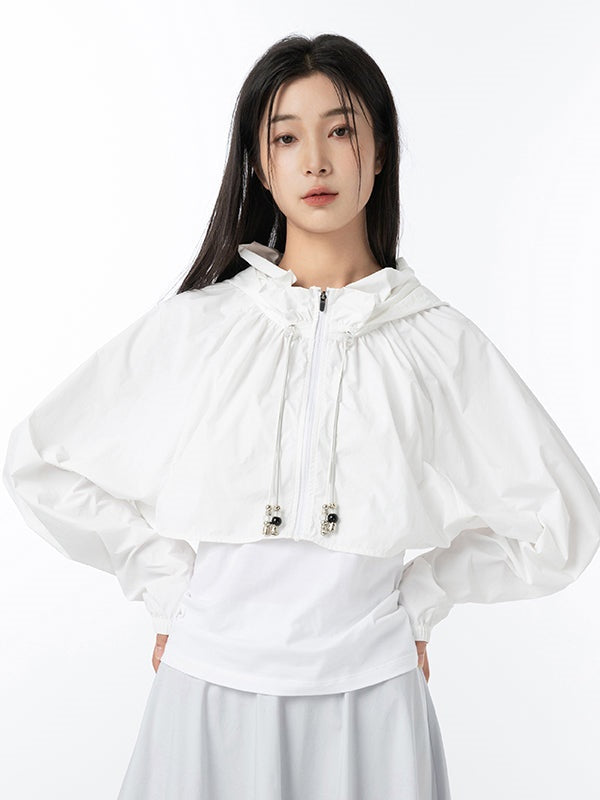 Sunscreen Hooded Cropped Jacket