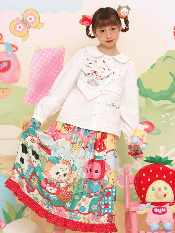 Doll Collar Handkerchief Design Embroidery Shirt