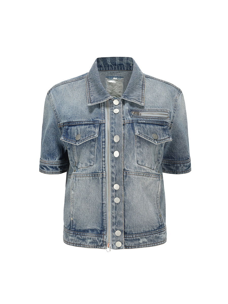 Denim Short-Sleeed Jacket