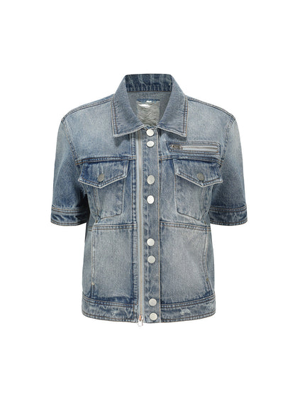 Denim-Kurzarmjacke