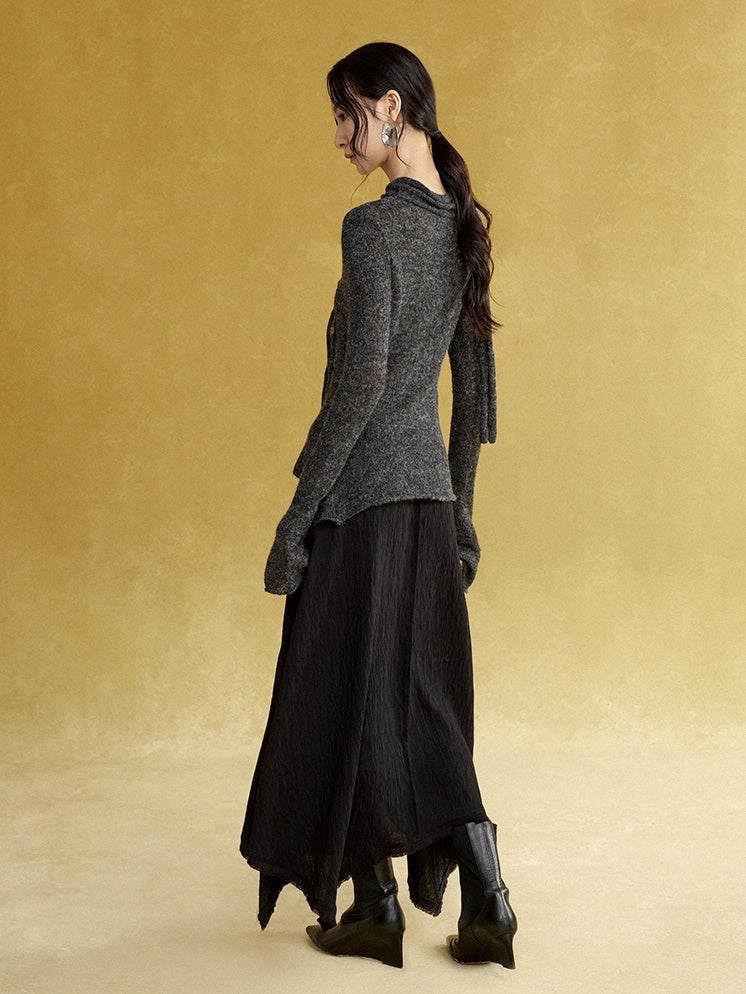 Stole Design Flowing Slim Knitted Cardigan