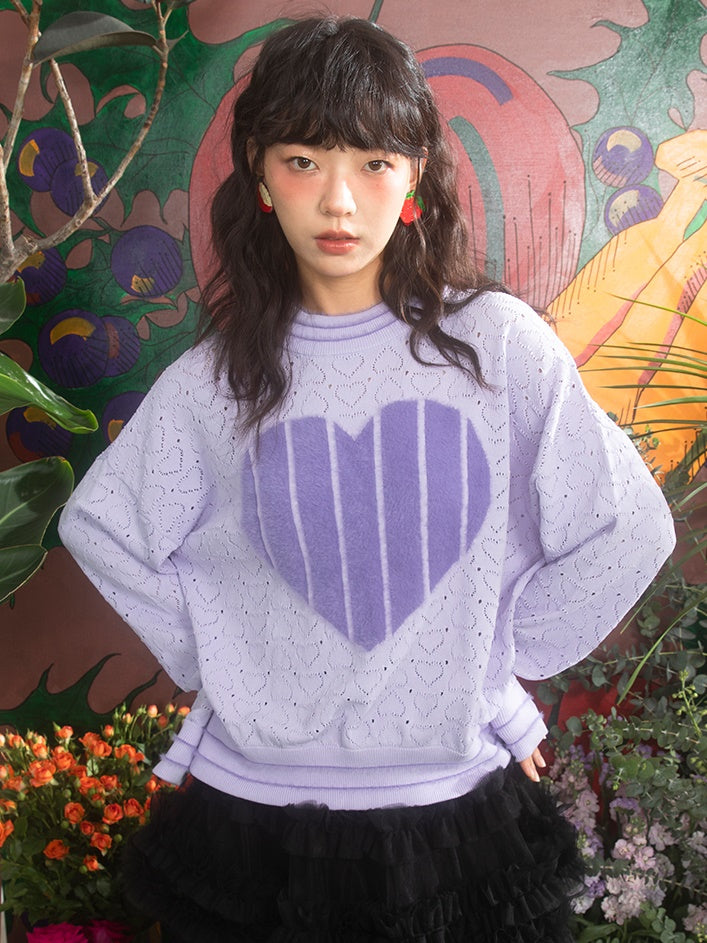 Retro Love Hollow Long-sleeved Knit