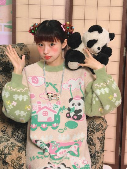 Panda Warm Knitted One-piece