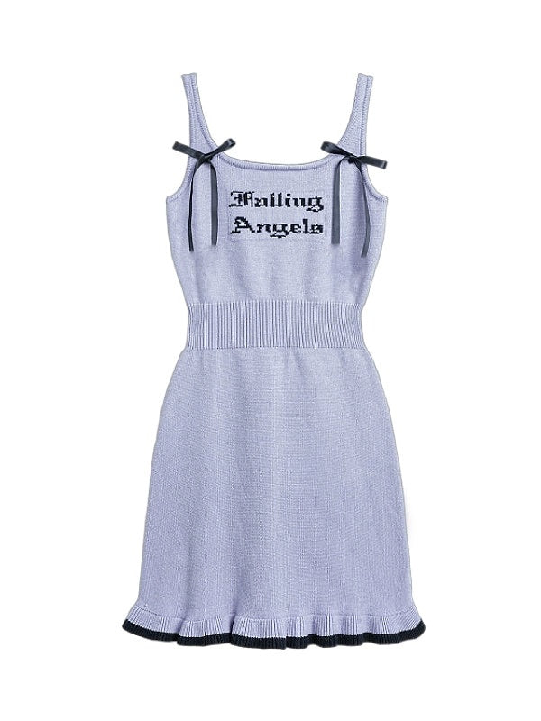 Knitted Sleeveless Logo One-piece ＆ Short Cardigan