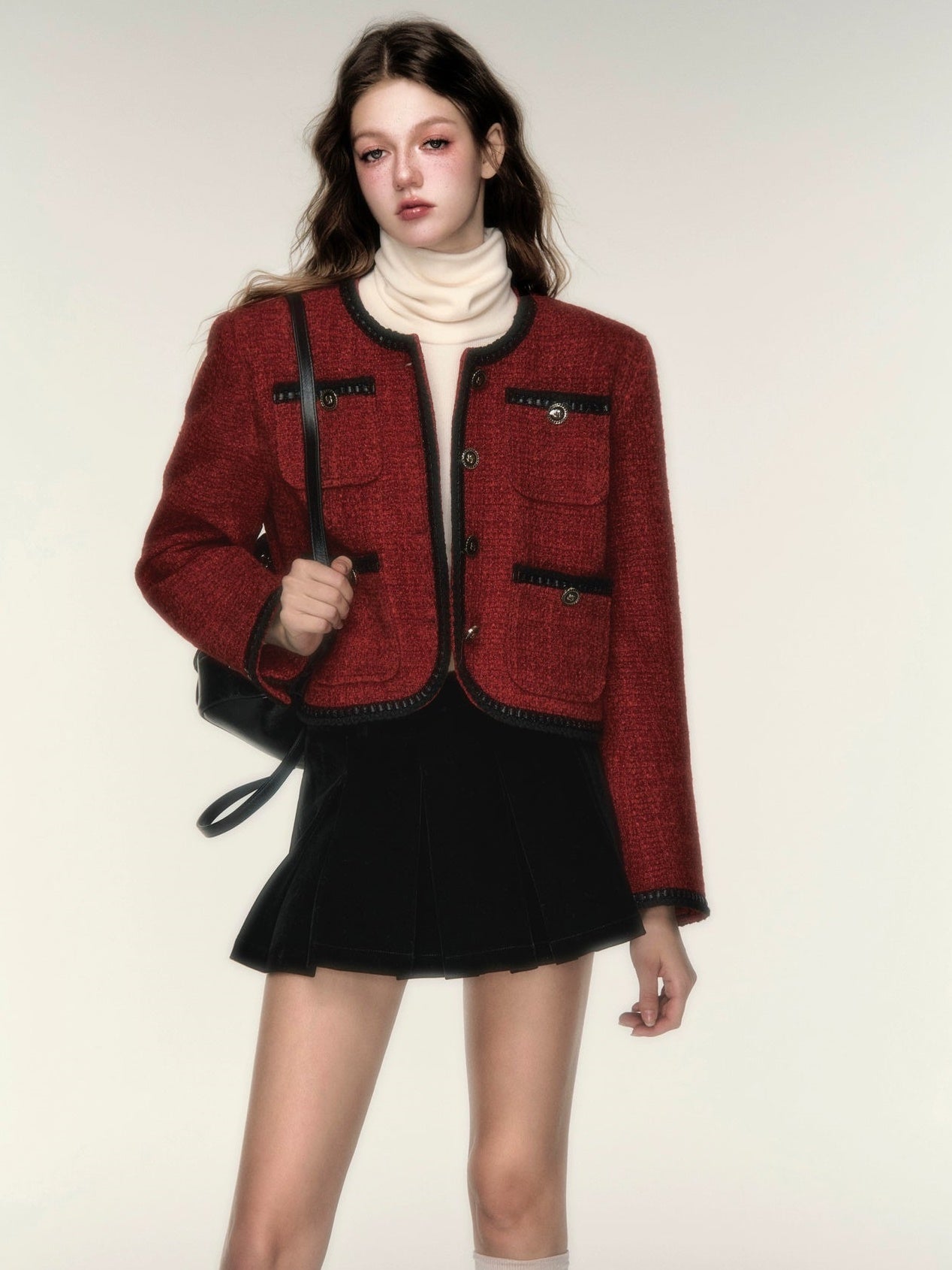 Piping Tweed Style Short Jacket