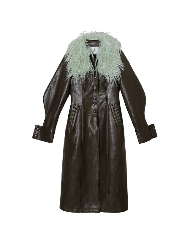 Manteau en cuir long slim furmar