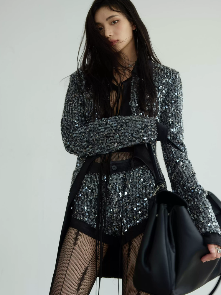 Sequins Sparkly Elegant Nichi Gorgeous Jacket＆Short-Pants