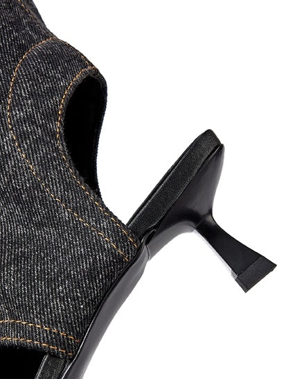 Denim Pin Heel Boot Sandal