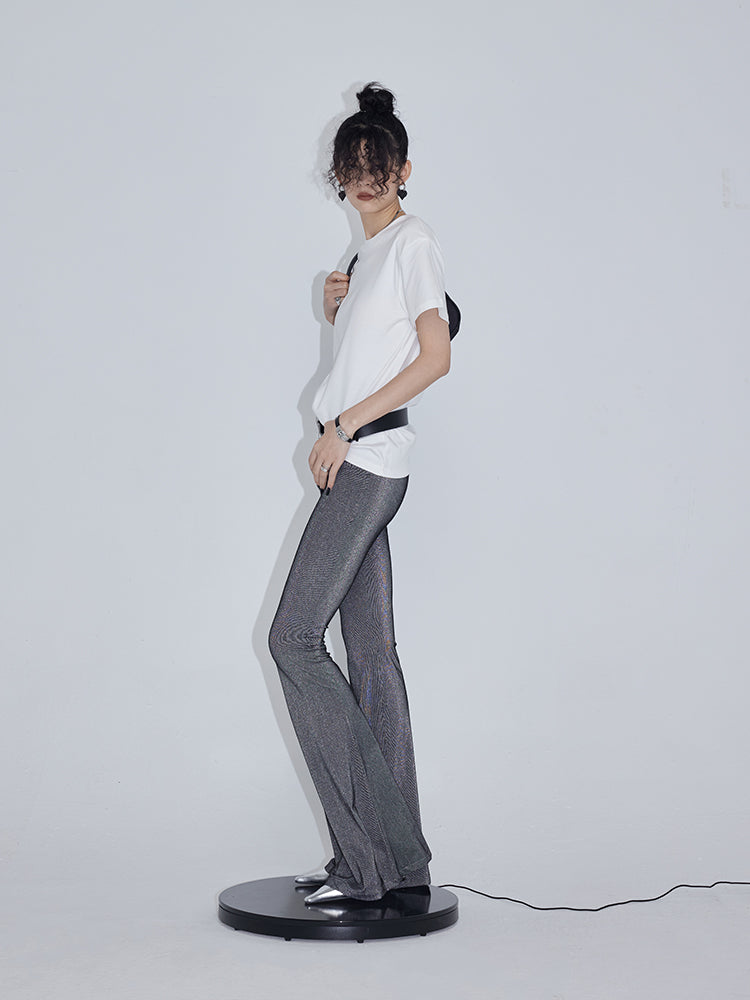 High Waist Thin Stretch Flared Trousers