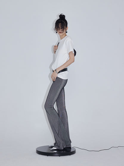 High Waist Thin Stretch Flared Trousers