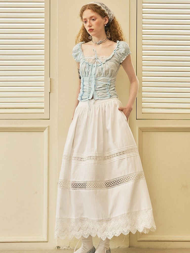 Girly Lace Splicing Long Skirt