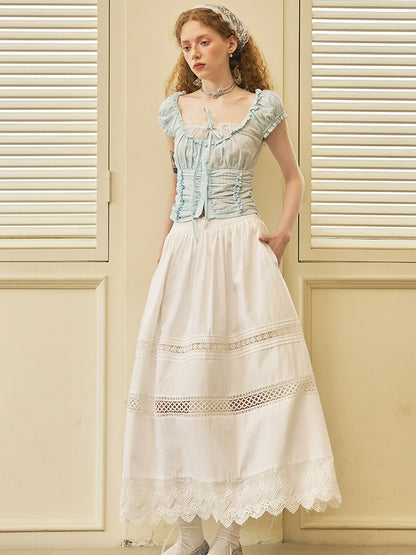 Girly Lace Splicing Long Skirt