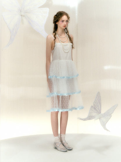 Lace Ribbon Mesh Suspender Cake Dress